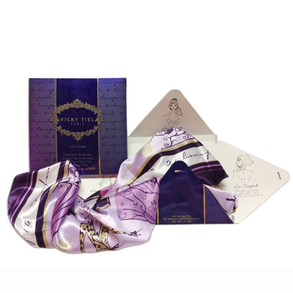Vicky Tiel 21 Bonaparte Illustration Twilly Scarf - Picture 1 of 13